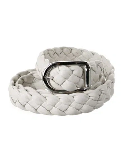 Pre-owned Dehanche Skinny Leather Waist Belt In White