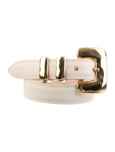 Pre-owned Dehanche Skinny Leather Waist Belt In White