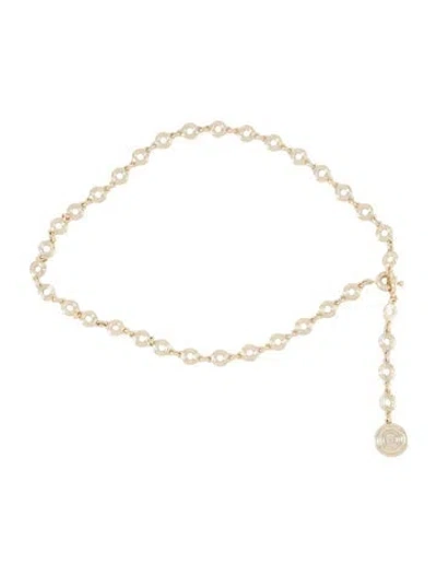 Pre-owned Dehanche Skinny Metal Chain-link Belt In Gold