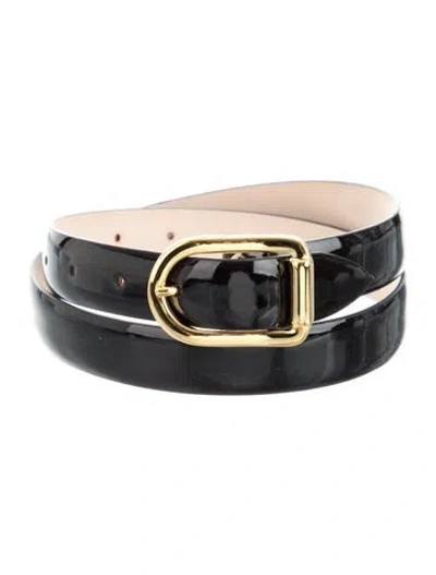 Pre-owned Dehanche Skinny Patent Leather Waist Belt In Black