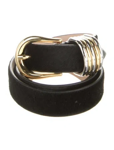 Pre-owned Dehanche Skinny Ponyhair Waist Belt In Black