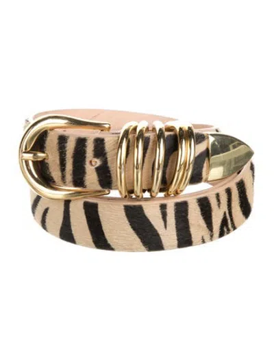 Pre-owned Dehanche Skinny Ponyhair Waist Belt In Neutrals