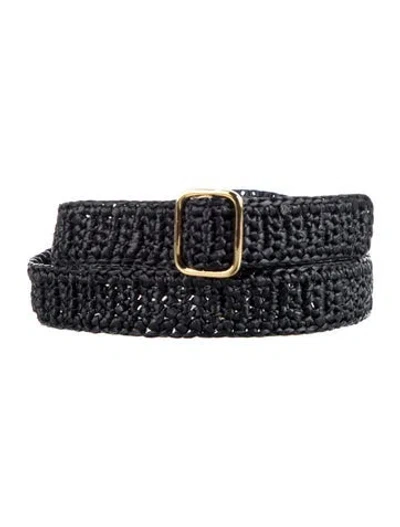 Pre-owned Dehanche Skinny Raffia Waist Belt W/ Tags In Black