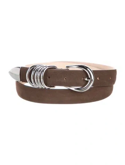 Pre-owned Dehanche Skinny Suede Belt In Brown