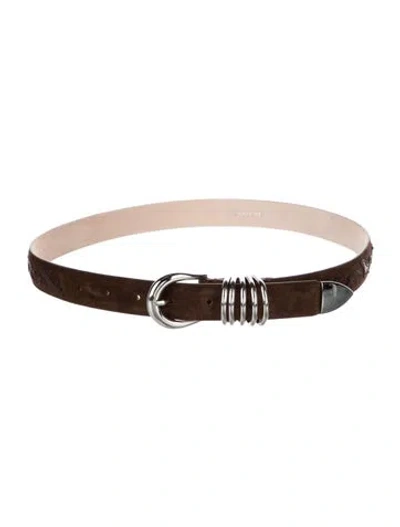 Pre-owned Dehanche Skinny Suede Belt In Brown