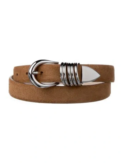 Pre-owned Dehanche Skinny Suede Belt In Brown