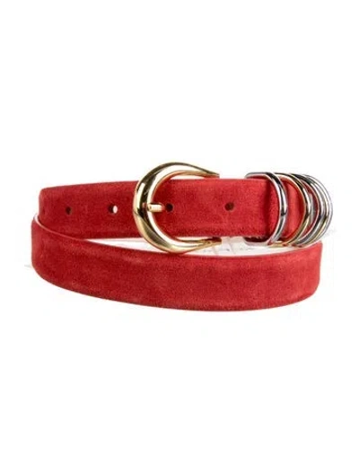 Pre-owned Dehanche Skinny Suede Belt W/ Tags In Red