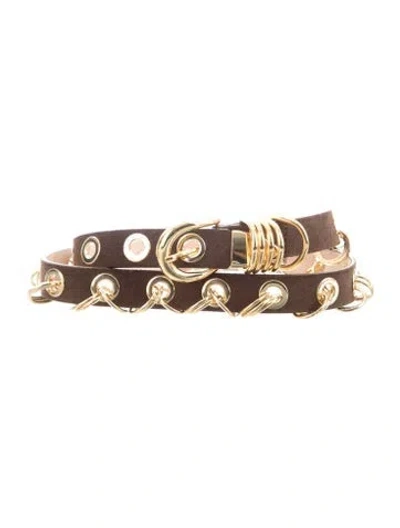 Pre-owned Dehanche Skinny Suede Waist Belt In Brown