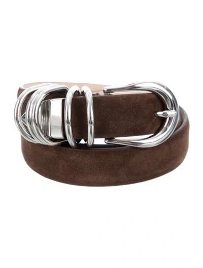 Pre-owned Dehanche Skinny Suede Waist Belt In Brown