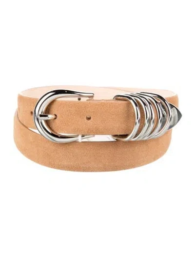 Pre-owned Dehanche Skinny Suede Waist Belt In Neutrals