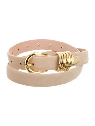 Pre-owned Dehanche Skinny Suede Waist Belt In Neutrals
