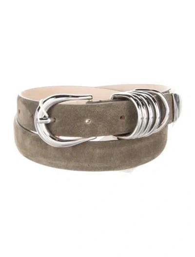 Pre-owned Dehanche Skinny Suede Waist Belt W/ Tags In Green