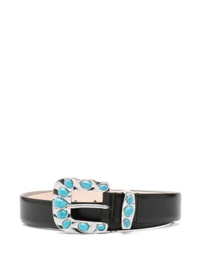 Dehanche Statement Turquoise Belt In Black