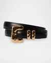Dehanche Tetra Leather Belt In Black Gold