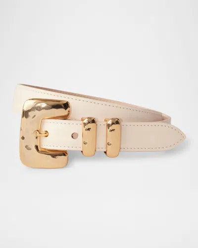 Dehanche Tetra Buckle Leather Belt In Ivory Gold