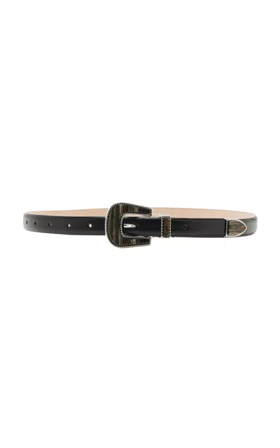 Dehanche Travertine Leather Belt In Burgundy
