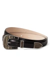 Dehanche Leather Belt In Black/onyx/silver