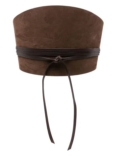 Dehanche Undone Corset Leather Belt In Brown