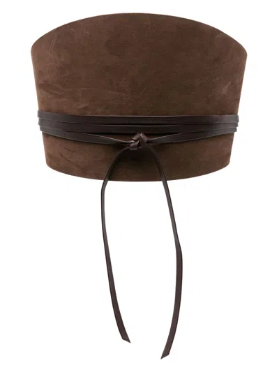 Dehanche Undone Corset Suede Belt In Brown