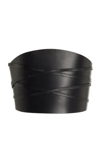 Dehanche Undone Leather Corset Belt In Black