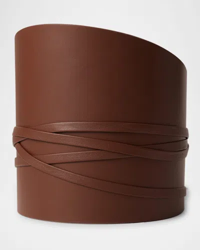 Dehanche Undone Leather Corset In Brown