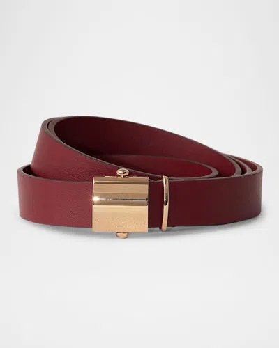 Dehanche Valadon Calfskin Leather Belt In Burgundy
