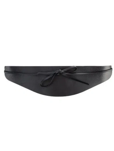 Pre-owned Dehanche Wide Leather Waist Belt In Black