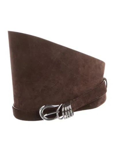Pre-owned Dehanche Wide Leather Waist Belt In Brown
