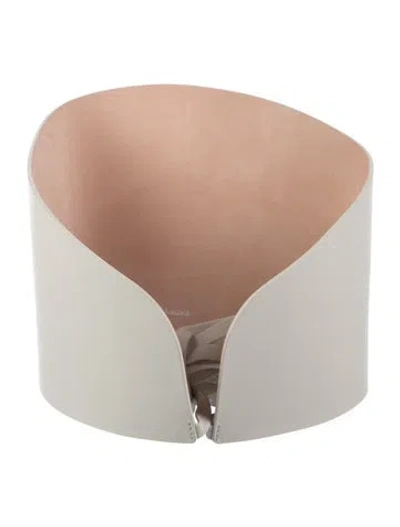 Pre-owned Dehanche Wide Leather Waist Belt In White