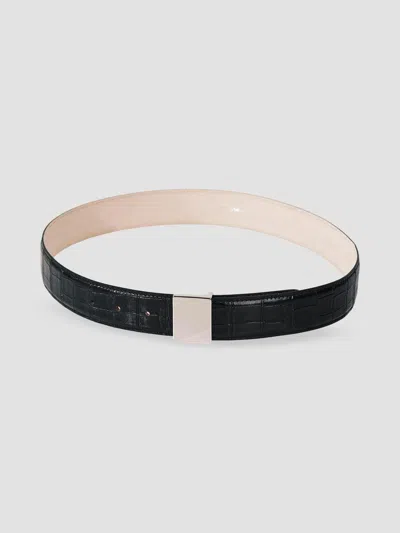Dehanche Women's Brandt Alligator-embossed Leather Belt In Black Alligator