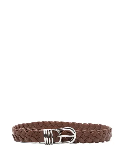 DEHANCHE WOMEN'S HOLLYHOCK BRAIDED BELT IN MAHOGANY/SILVER
