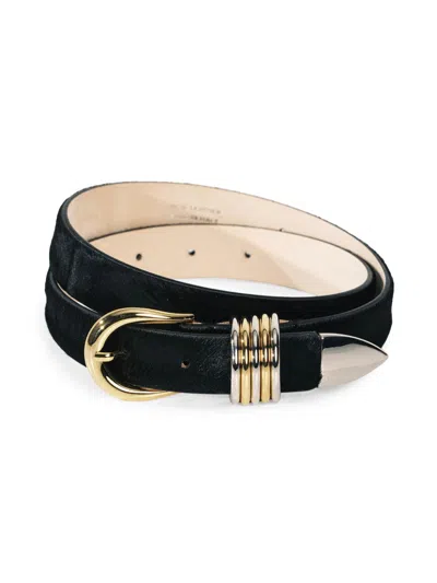 Dehanche Women's Hollyhock Cavallino Mixed Metal & Ponyhair Belt In Black