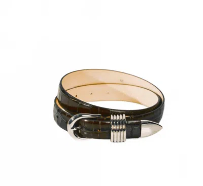 Dehanche Women's Hollyhock Croco Belt In Chocolate In Black