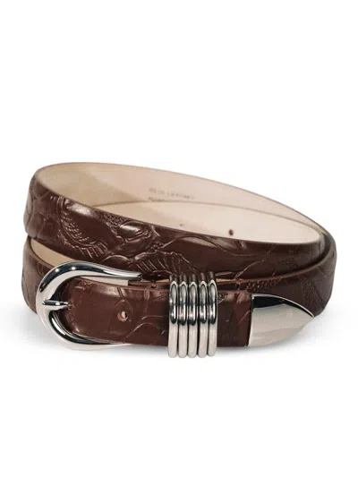 Dehanche Hollyhock Embossed Leather Belt In Brown