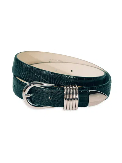 Dehanche Hollyhock Lizard-effect Leather Belt In Green