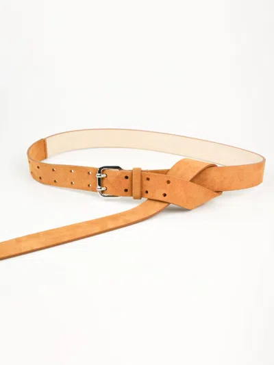 Dehanche Women's Mini Hutch Extra Long Suede Belt In Caramel In Burgundy