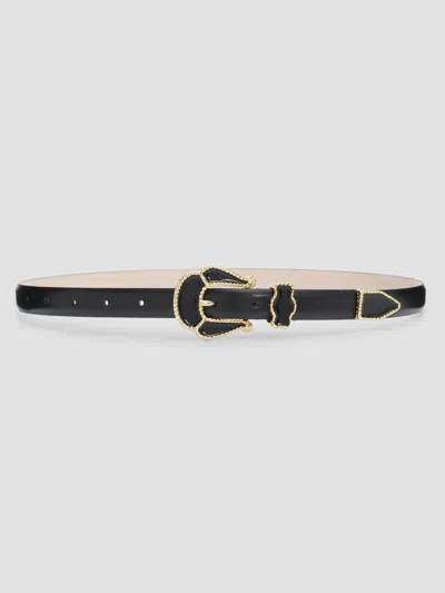 Dehanche Women's Santo Leather Belt With Enamel Buckle In Black