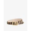 Dehanche Womens Black / Pale Gold Hollyhock Zebra Leather Belt