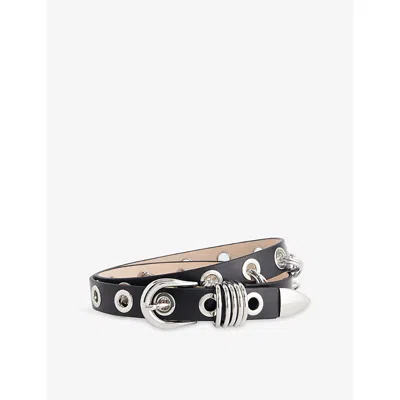 Dehanche Womens Black / Silver Revenge Ring-embellished Leather Belt In Multi