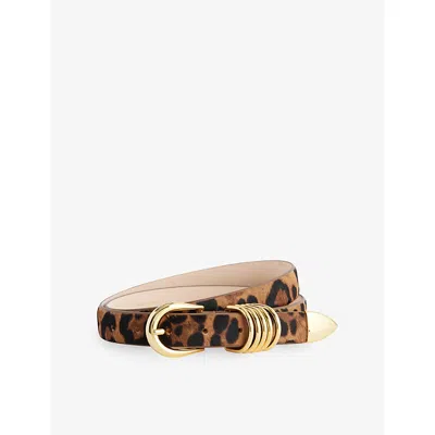Dehanche Womens Dark Jaguar / Gold Hollyhock Pony-hair Leather Belt