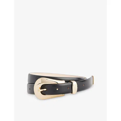 Dehanche Womens Black / Pale Gold Colette Leather Belt Xs