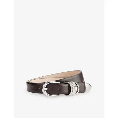 Dehanche Womens Deep Brown / Silver Hollyhock Leather Belt Xs