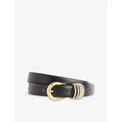 Dehanche Womens Black / Silver & Gold Hollyhock Mixed Metal Leather Belt
