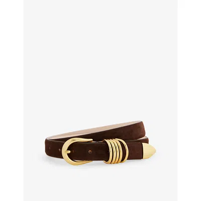 Dehanche Womens Chocolate Suede Gold Hollyhock Suede Belt Xl