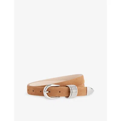 Dehanche Womens Caramel Suede / Silver Hollyhock Suede Mixed Metal Belt