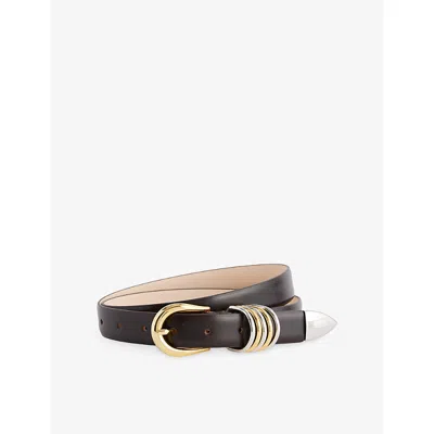 Dehanche Womens Marrone Hollyhock Mixed Metal Leather Belt In Brown