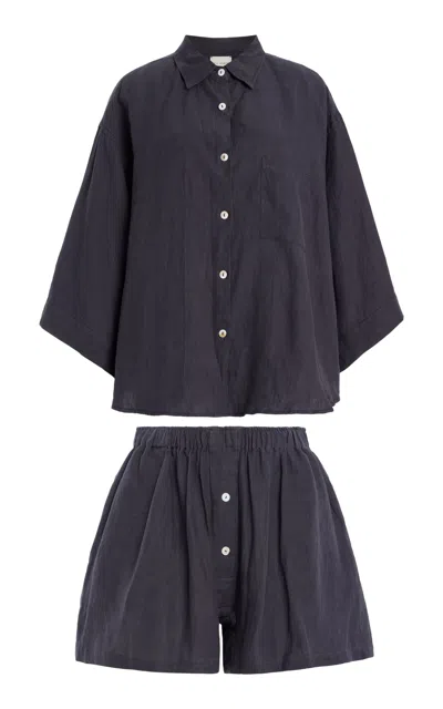 Deiji Studios 03 Linen Set In Navy