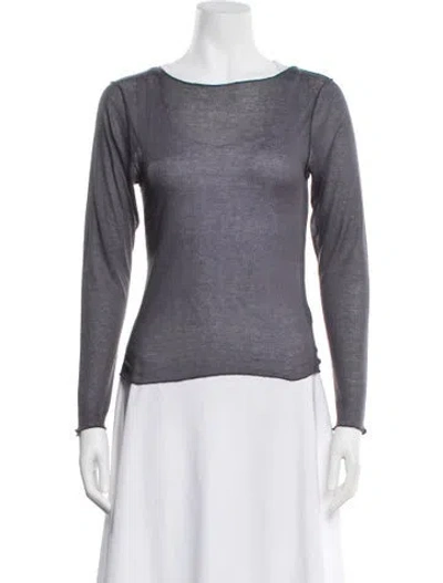 Pre-owned Deiji Studios Bateau Neckline Long Sleeve Top W/ Tags In Gray