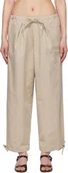 Deiji Studios Beige Drawcord Trousers In Cream