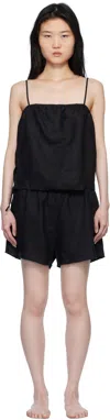 Deiji Studios Black Babylock Linen Pyjama Set In Black